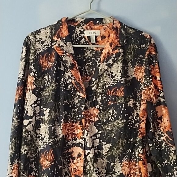 COS Multicolor Abstract Print Oversized Cotton Shirt S - Picture 3 of 6
